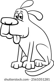 Cartoon illustration of funy dog animal character coloring page