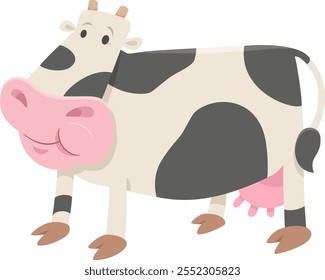 Cartoon illustration of funy milk cow farm animal character