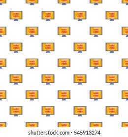 Cartoon illustration of game over text on the computer monitor vector pattern for web