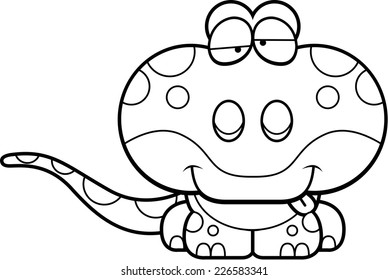 A cartoon illustration of a gecko with a goofy expression.