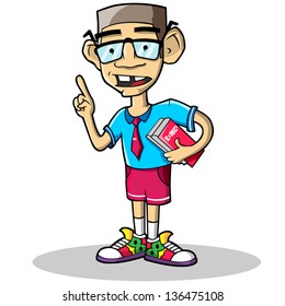 Cartoon illustration of geek.