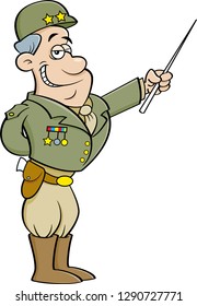 Cartoon illustration of a general in a uniform pointing.