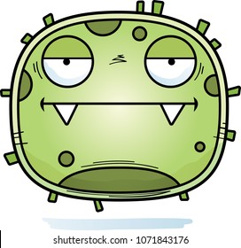 A cartoon illustration of a germ looking bored.