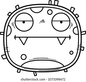 A cartoon illustration of a germ looking bored.