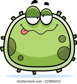 A cartoon illustration of a germ looking drunk.