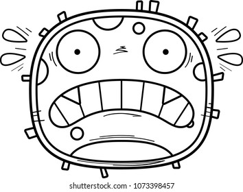A cartoon illustration of a germ looking scared.