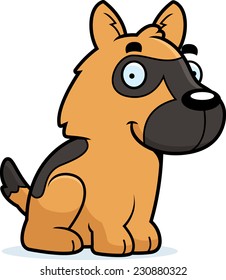 A cartoon illustration of a German Shepherd sitting.