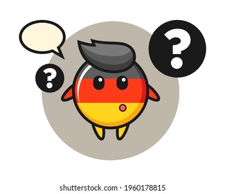 Cartoon illustration of germany flag badge with the question mark, cute style design for t shirt, sticker, logo element