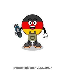 Cartoon Illustration of germany flag as a barber man , character design