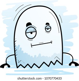 A cartoon illustration of a ghost with a bored expression.