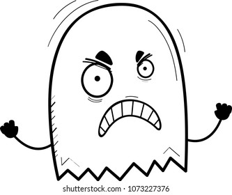 A cartoon illustration of a ghost looking angry.