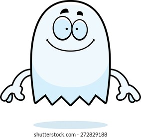 A cartoon illustration of a ghost looking happy.