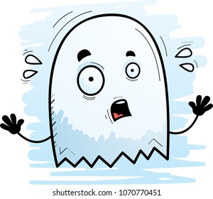 A cartoon illustration of a ghost looking scared.