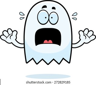 A cartoon illustration of a ghost looking scared.