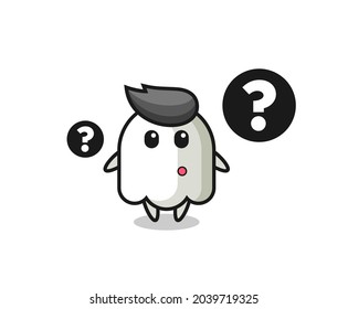 Cartoon Illustration of ghost with the question mark , cute style design for t shirt, sticker, logo element