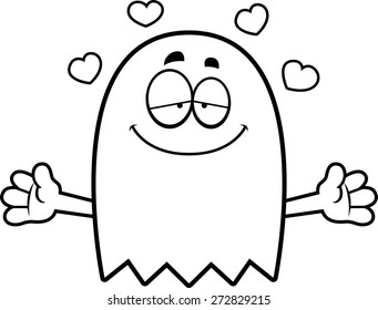 A cartoon illustration of a ghost ready to give a hug.