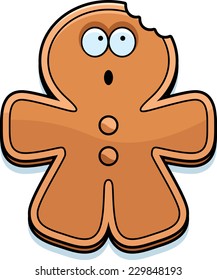 A Cartoon Illustration Of A Gingerbread Man With A Bite Taken Out Of Him.