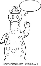 A cartoon illustration of a giraffe thinking.