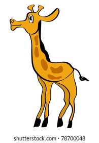 Cartoon illustration of giraffe. Vector