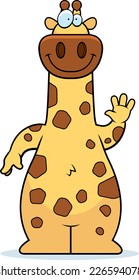 A cartoon illustration of a giraffe waving.