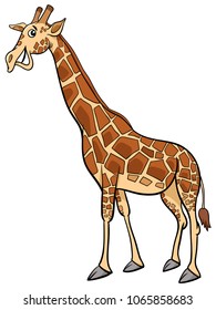 Cartoon Illustration of Giraffe Wild Animal Character