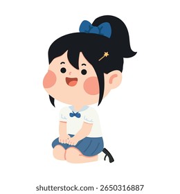 Cartoon Illustration of a Girl Sitting student flat