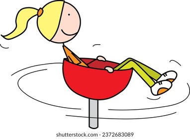 Cartoon illustration of a girl in spinning chair