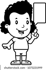 A cartoon illustration of a girl talking.