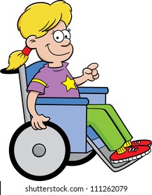 Cartoon illustration of a girl in a wheelchair