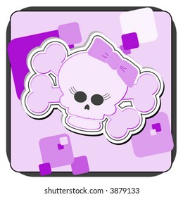 Cartoon Illustration Of A Girly Skull And Crossbones.