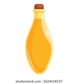 Cartoon illustration of a glass bottle containing freshly squeezed orange juice with a cork stopper, ideal for health and wellness concepts