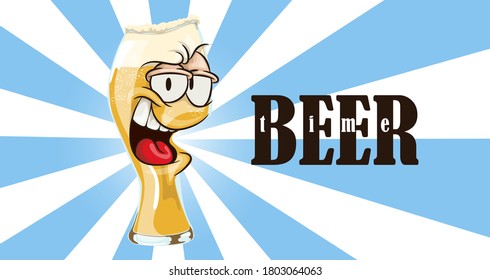 Cartoon illustration of a glass of frothy beer.