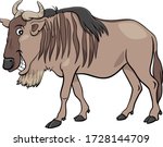 Cartoon Illustration of Gnu Antelope or Blue Wildebeest African Wild Animal Character