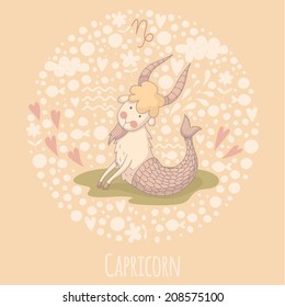 Cartoon illustration of the goat (Capricorn). Part of the set with horoscope zodiac signs. EPS 10. No transparency. No gradients.