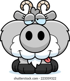 A cartoon illustration of a goat with a goofy expression.