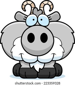 A cartoon illustration of a goat happy and smiling.