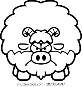 A cartoon illustration of a goat looking angry.