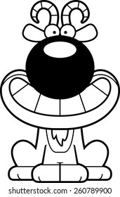 A cartoon illustration of a goat looking happy.