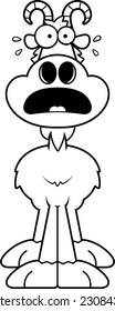 A cartoon illustration of a goat looking scared.