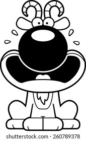 A cartoon illustration of a goat looking scared.