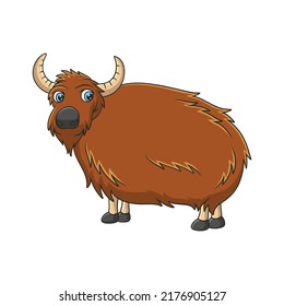 cartoon illustration a goat is walking in the middle of the meadow under a tree looking for food