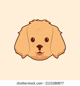 Cartoon illustration of golden retriever cute face. Vector illustration of golden retriever dog