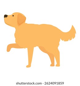 Cartoon illustration of a golden retriever dog standing and raising its paw