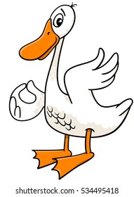 Cartoon Illustration of Goose Bird Farm Animal Character