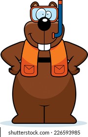 A cartoon illustration of a gopher wearing snorkeling gear.