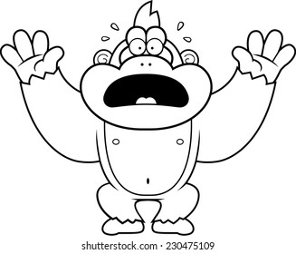 A cartoon illustration of a gorilla panicking.