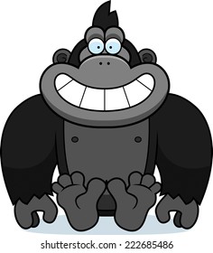 A cartoon illustration of a gorilla sitting.