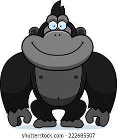 A Cartoon Illustration Of A Gorilla Smiling.