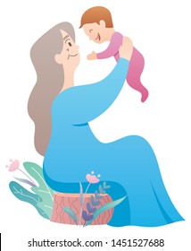 Cartoon illustration of grandmother holding her grandchild.