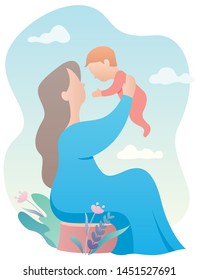 Cartoon illustration of grandmother holding her grandchild.
